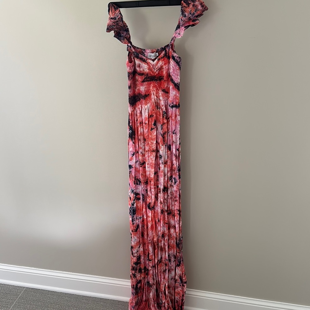 Tiare Hawaii Pink Red Floral Maxi Dress